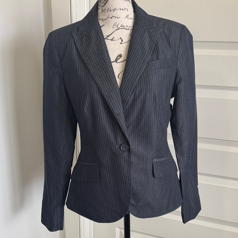 New York & Company Navy Pinstripe Blazer